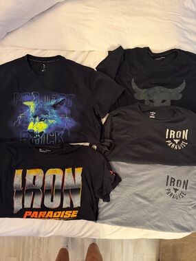Lot of 5 Project Rock under Armour Dwayne the rock Johnson shirts xl nice